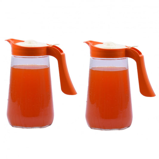 إبريق ماء للشرب مكون من قطعتين شفاف/برتقالي 1500 مل
