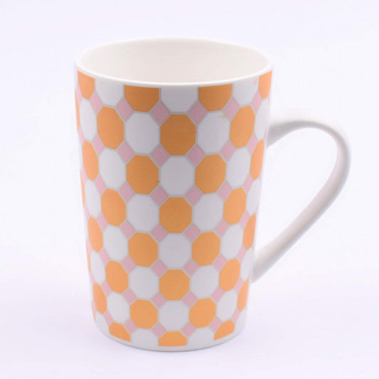 مج قهوة بطبعة مبتكرة بسيطة أبيض/ برتقالي/ وردي