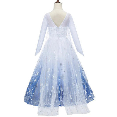 3-10  فستان إلسا أميرة الثلج لطفلتك بتصميم وتطريز مميز