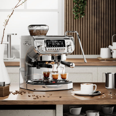 Mcilpoog-ماكينة قهوة شبه آلية ، مطحنة وبخار قوي ، ماكينة صنع قهوة للمنزل والمكتب ، شاشة عرض ، TC530