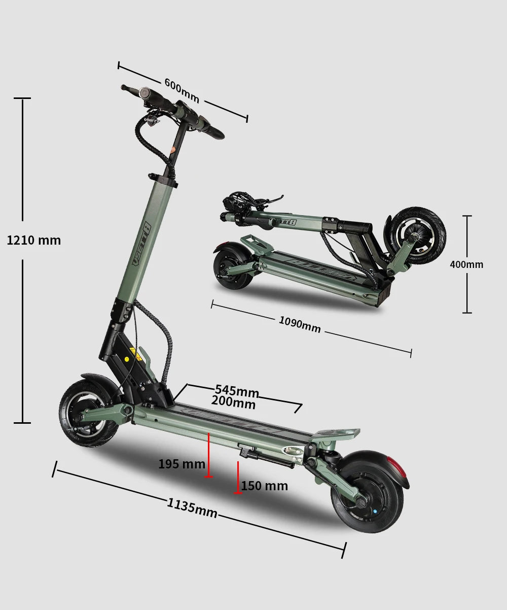 سكوتر كهربائي VSETT 8 - إصدار مُحسّن مزدوج العجلات 48 فولت بحجم 8.5 بوصة، قابل للطي، مع خاصية NFC