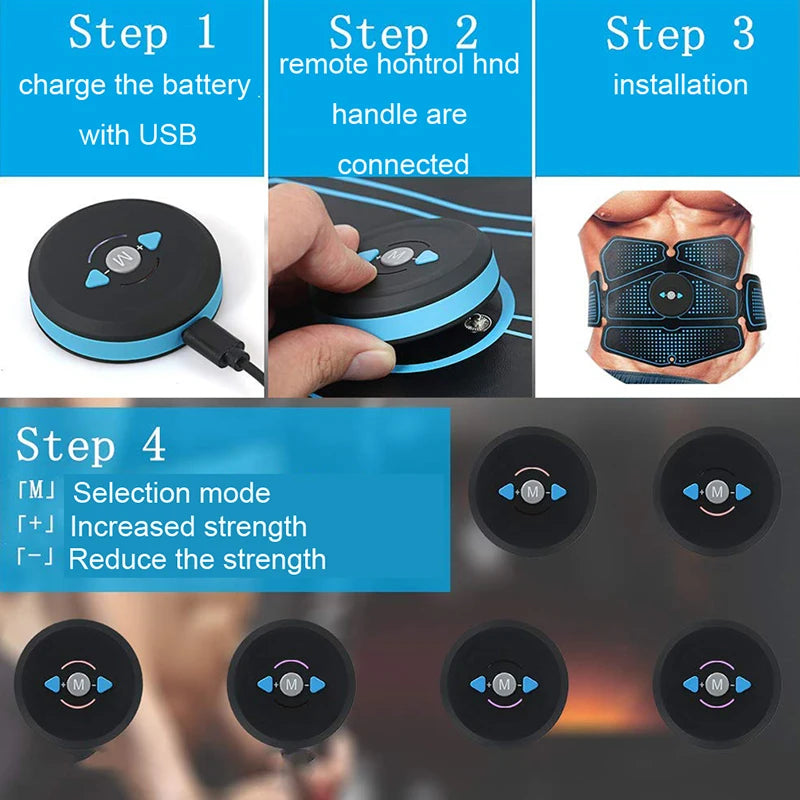 جهاز تحفيز العضلات الكهربائي لحزام البطن EMS، مدرب رياضي منزلي لحرق الدهون وتقوية العضلات