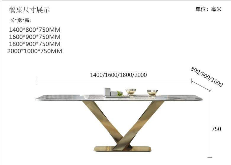 طاولة طعام فاخرة من الرخام النوردي مع كراسي بتصميم حديث بسيط من إيطاليا، طاولة مستطيلة من الفولاذ المقاوم للصدأ
