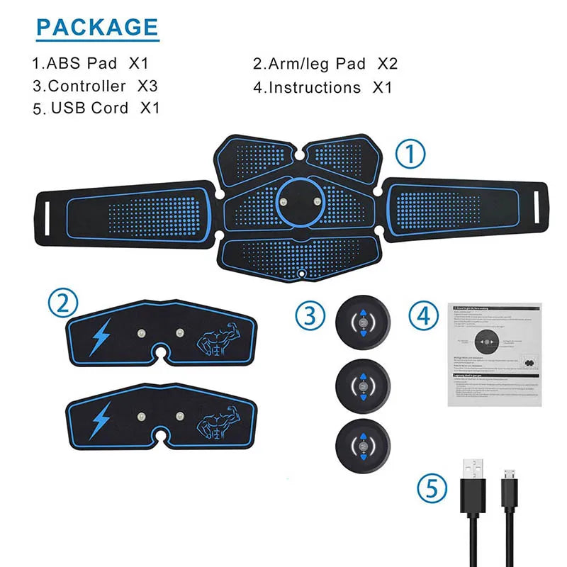 جهاز تحفيز العضلات الكهربائي لحزام البطن EMS، مدرب رياضي منزلي لحرق الدهون وتقوية العضلات