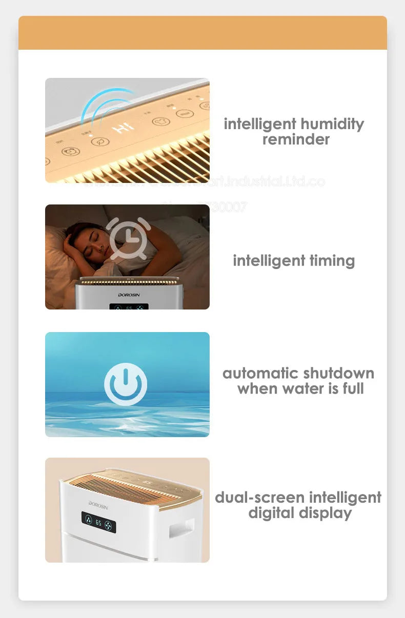 مجفف الهواء المنزلي DOROSIN ER-620E ذو التحكم الأوتوماتيكي الذكي سعة 20 لتر/اليوم للفلل الصغيرة بمساحة 60㎡-120㎡