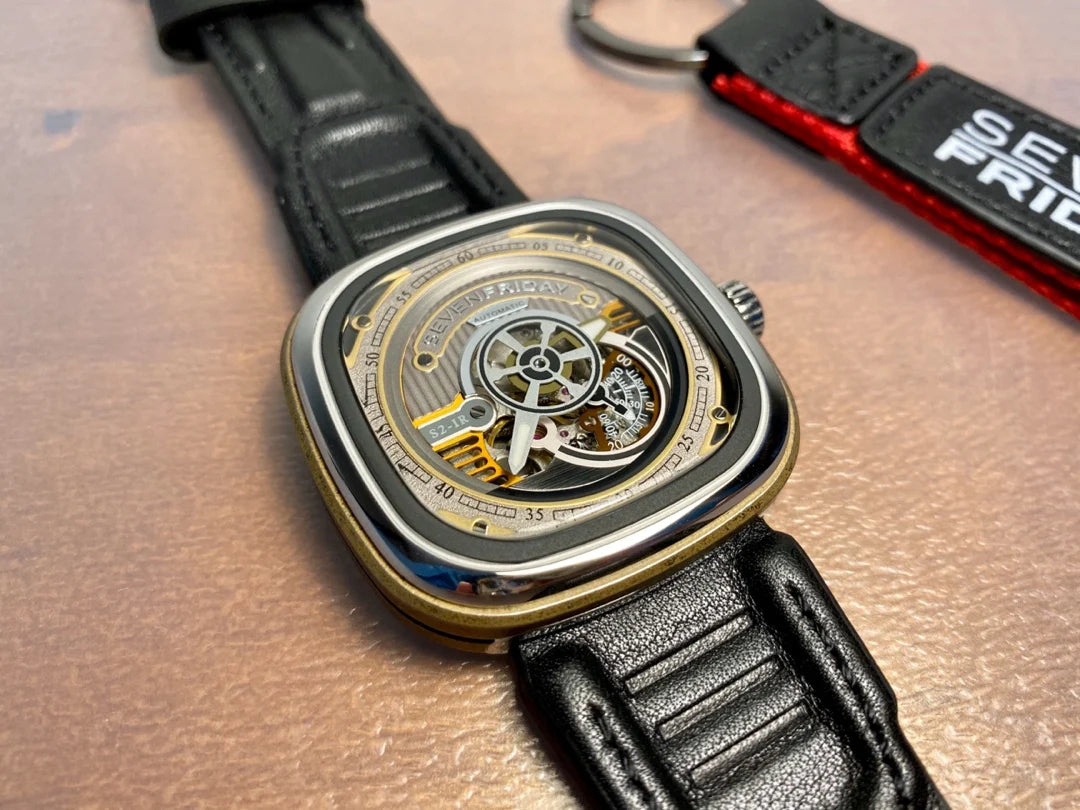 ساعة ميكانيكية رجالية مقاومة للماء من SEVENFRIDAY، بقرص كبير مربع، ذات حركة أوتوماتيكية، سلسلة S، تدعم NFC، بأسلوب نبيل، S2/01