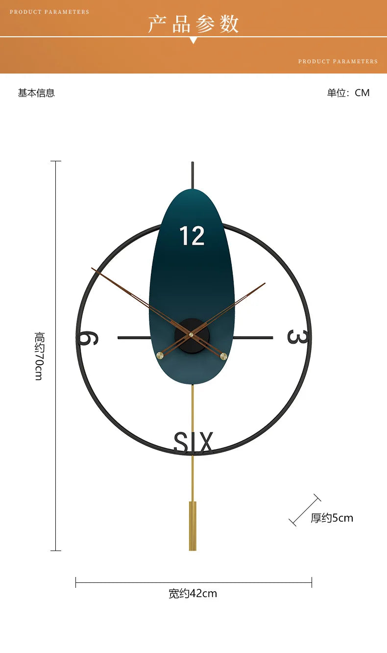 ساعة حائط معدنية مبتكرة لتزيين غرفة المعيشة وبساطة التصميم في غرفة النوم