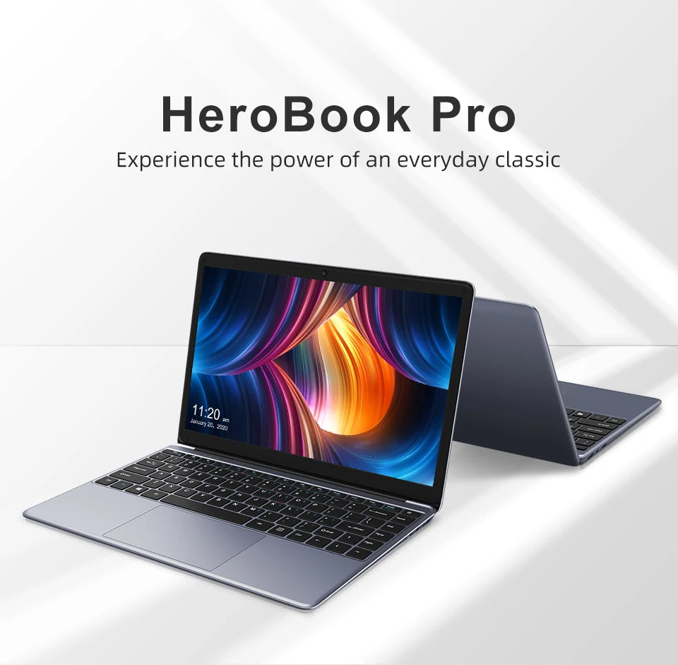 لابتوب CHUWI HeroBook Pro 14.1" بشاشة FHD ومعالج انتل سيليرون N4020 وذاكرة RAM سعة 6GB وسعة تخزين 128GB ROM ونظام ويندوز 11 مع لوحة مفاتيح كاملة الحجم