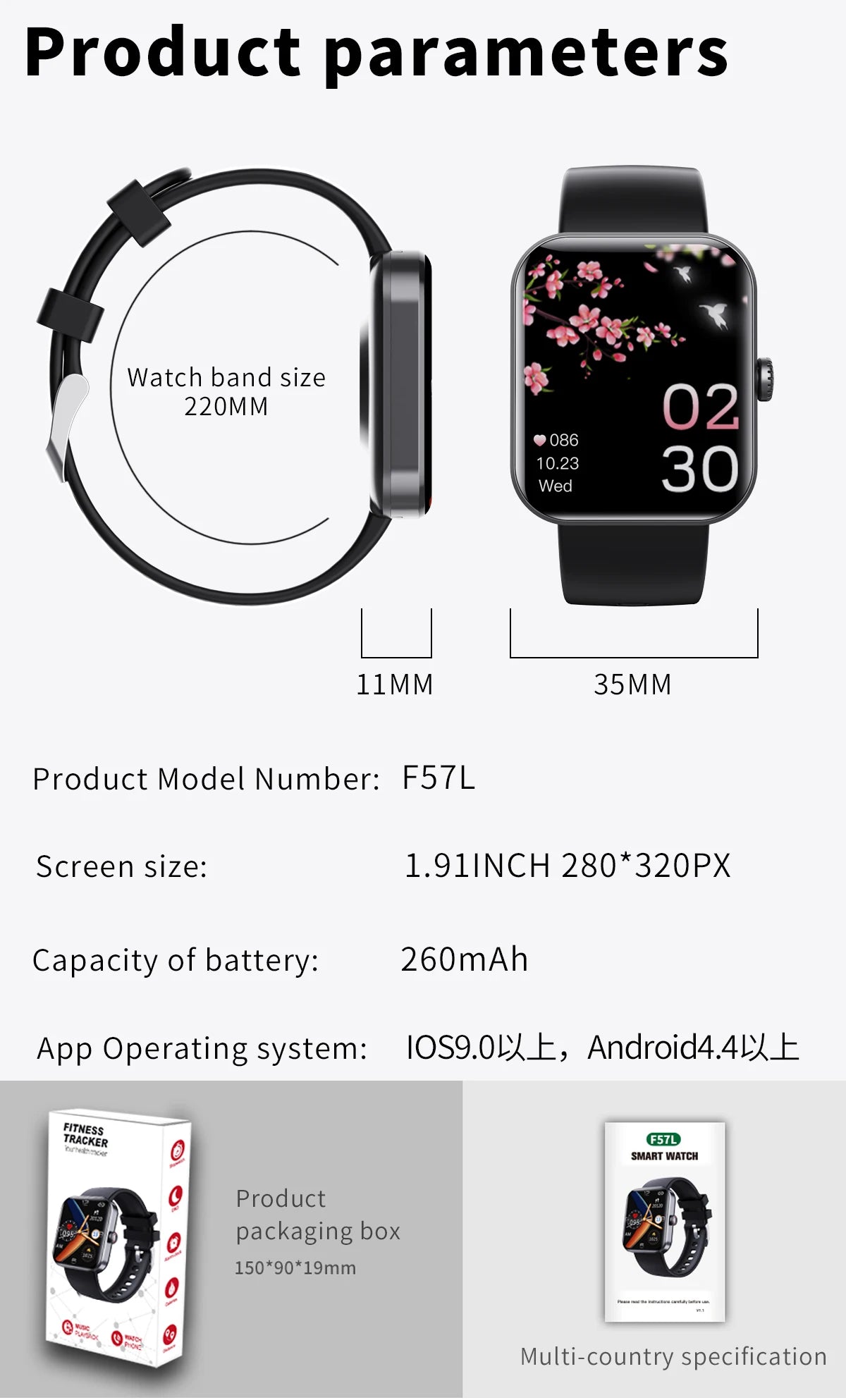 ساعة ذكية H Band F57L 2024 الجديدة مع قياس سكر الدم 1.9 بوصة، ساعة رياضية للرجال والنساء مع تتبع نبضات القلب على مدار الساعة