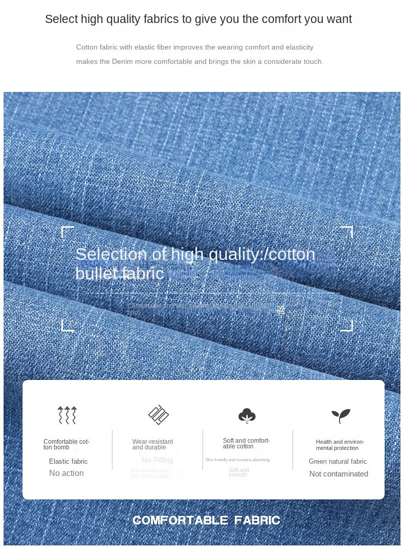 جينز دينيم رجالي رفيع للصيف بنمط مستقيم للأعمال ناعم وعصري بجودة عالية - منتجات جديدة للشحن المباشر