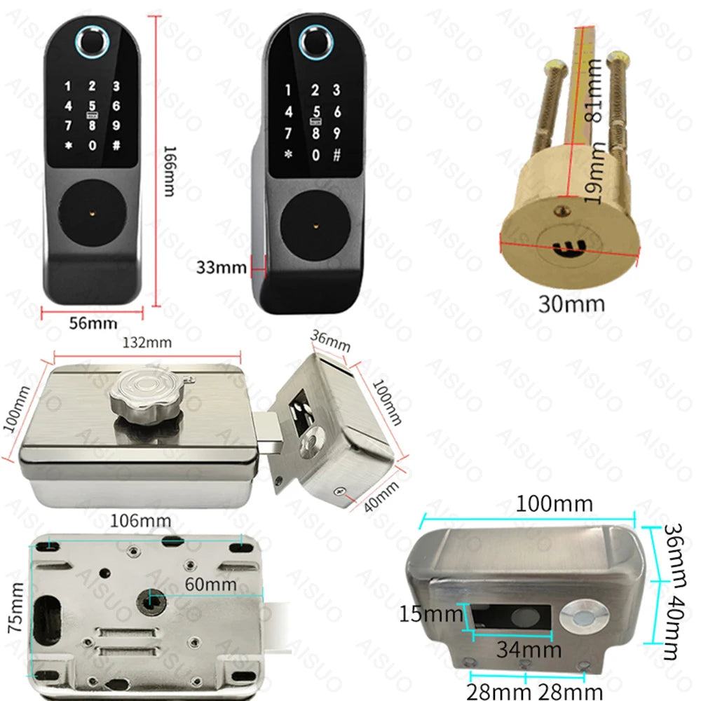 قفل ذكي خارجي مقاوم للماء بتقنية الواي فاي مع بصمة الأصابع والتحكم عن بعد - قفل إلكتروني ذكي للباب