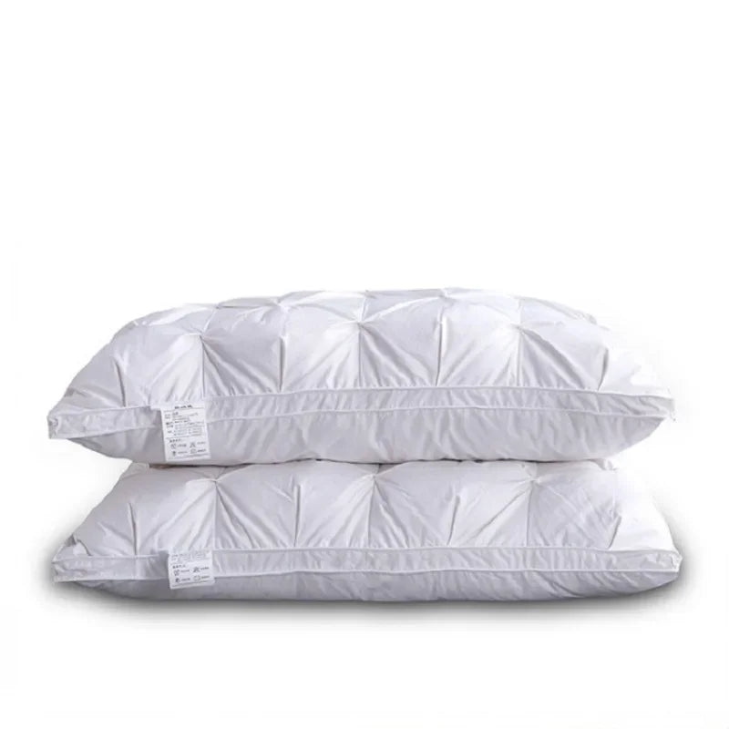 Lanlika Winter White 100% Goose Down Pillow Neck Pillow For Sleeping 100% Cotton Shell  3D Style Rectangle Queen King Bed Pillow