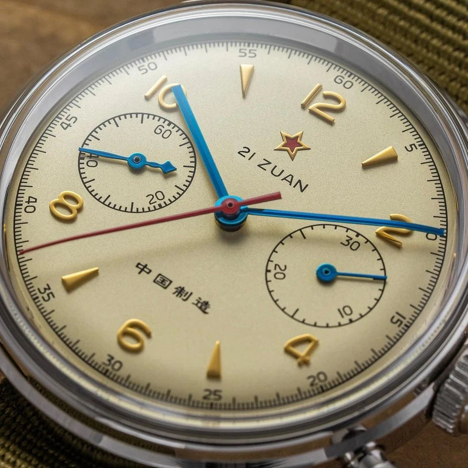 ساعة ميكانيكية للرجال من ريد ستار 38mm بنمط طيار 1963، كرونوغراف بحركة ST1901، سافير 40mm، للجيش الجوي