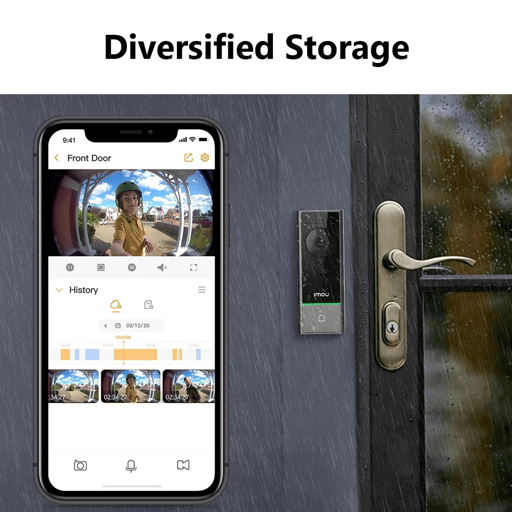 جرس باب ذكي IMOU مقاوم للماء مع بطارية قابلة لإعادة الشحن ودعم Alexa للحماية الأمنية المنزلية