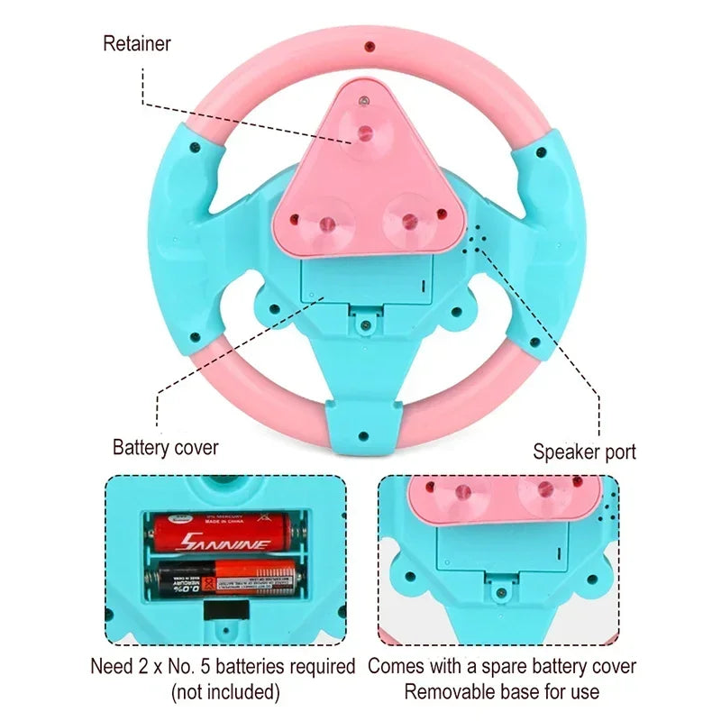 عجلة قيادة محاكاة كهربائية للأطفال مع أضواء وأصوات، لعبة تعليمية للهدايا للأطفال بعمر 3 سنوات وما فوق