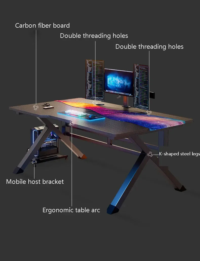 طاولة كمبيوتر للألعاب مع حامل متنقل للوحة المفاتيح - مكتب للعمل والدراسة في المنزل