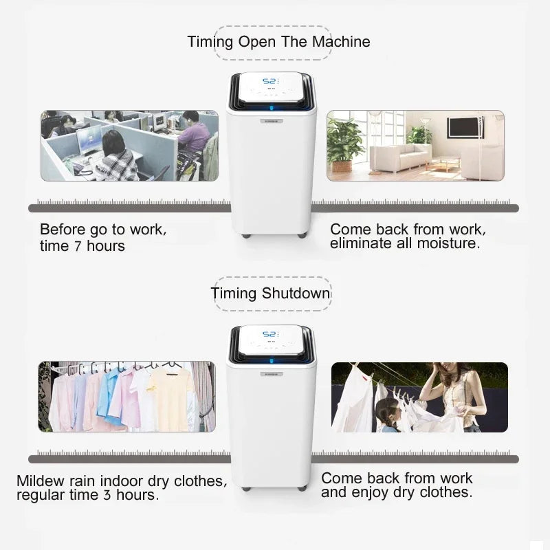إزالة الرطوبة الفعالة 23 لتر يوميًا، مجفف ملابس هادئ للاستخدام المنزلي والتجاري، مزود بخصائص ذكية