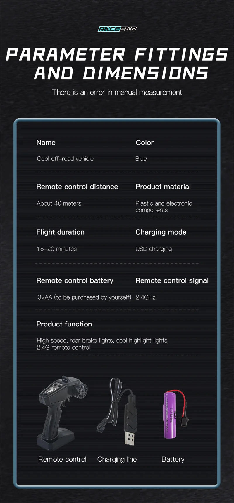 سيارة RC مع إضاءة LED 1:20 سيارات تحكم عن بُعد 2.4G مركبة تسلق بيغي على الطرق الوعرة ألعاب للش boys للأطفال