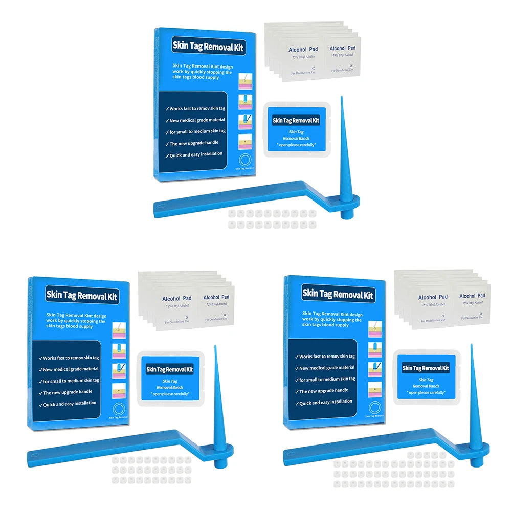 مجموعة إزالة الشامات والثآليل بدون ألم مع حلقات مطاطية وأدوات العناية بالبشرة