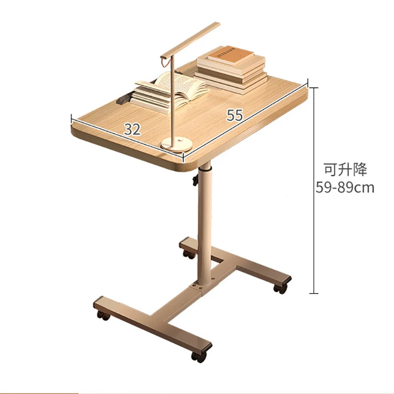 طاولة دراسة متنقلة مع قاعدة حاسوب قابلة للتعديل وخزانة صغيرة بجانب السرير