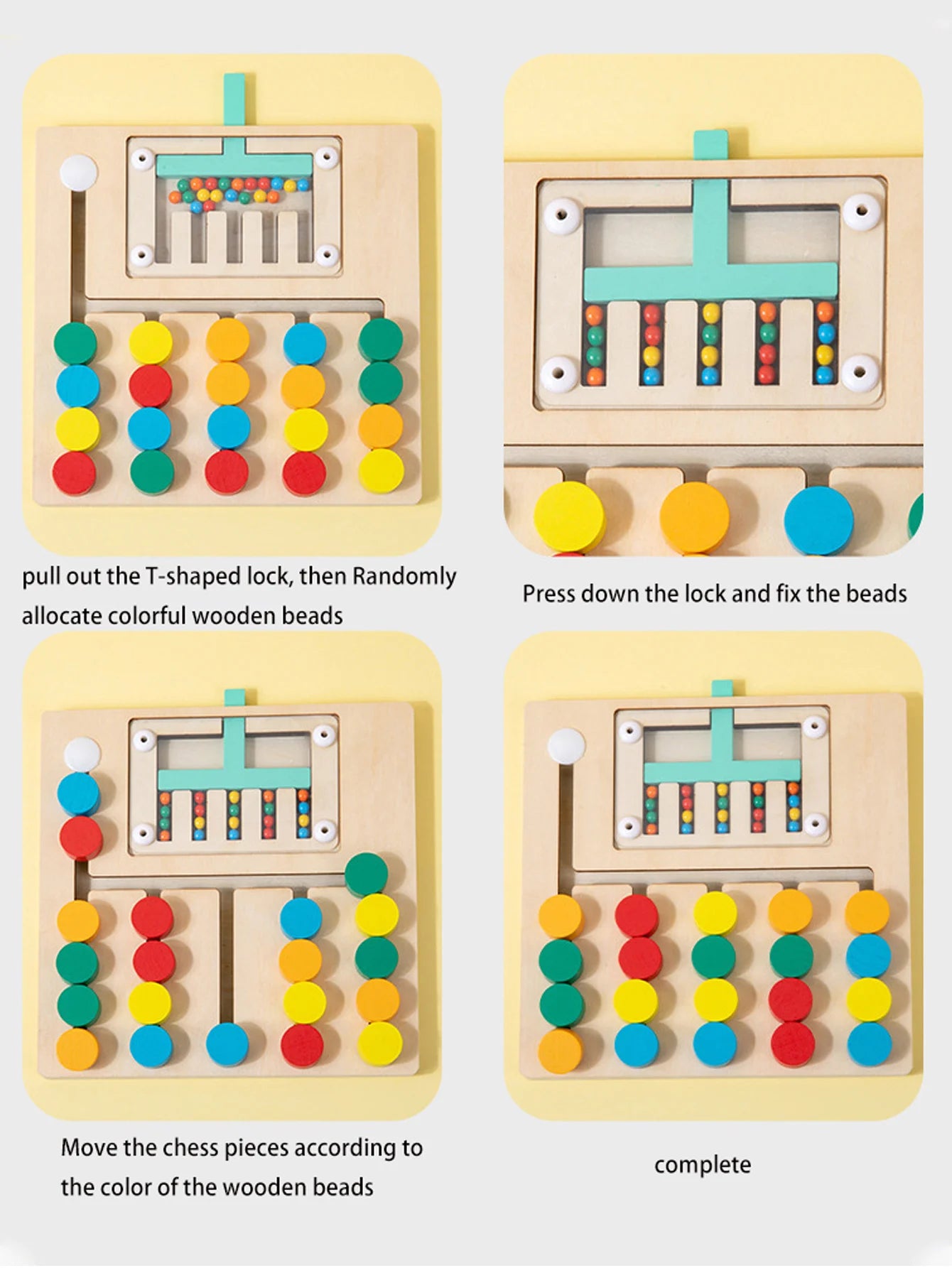 ألغاز مطابقة الألوان الخشبية مونتيسوري، لعبة منطق، تدريب التفكير، تنمية التنسيق بين اليد والعين، لعبة تعليمية مبكرة