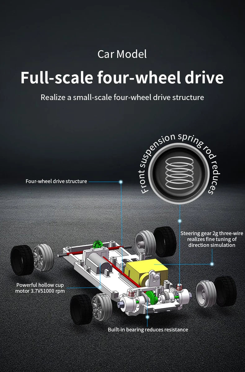 سيارة دريفت كهربائية عن بُعد 1/43، 4WD، سرعتها عالية، مثالية للأطفال