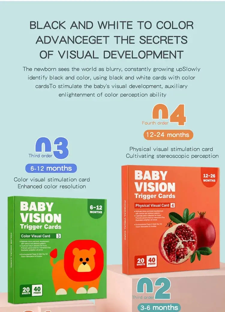 بطاقات تحفيز بصرية للأطفال من مونتيسوري - بطاقات فلاش بتباين عالي هدية مثالية للأطفال لتنمية الإدراك
