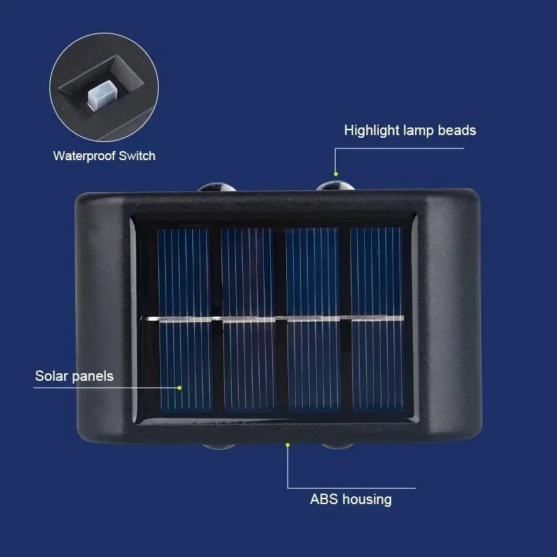 مصباح حائط خارجي شمسي 12 LED مقاوم للماء لمسة ديكورية في الحديقة