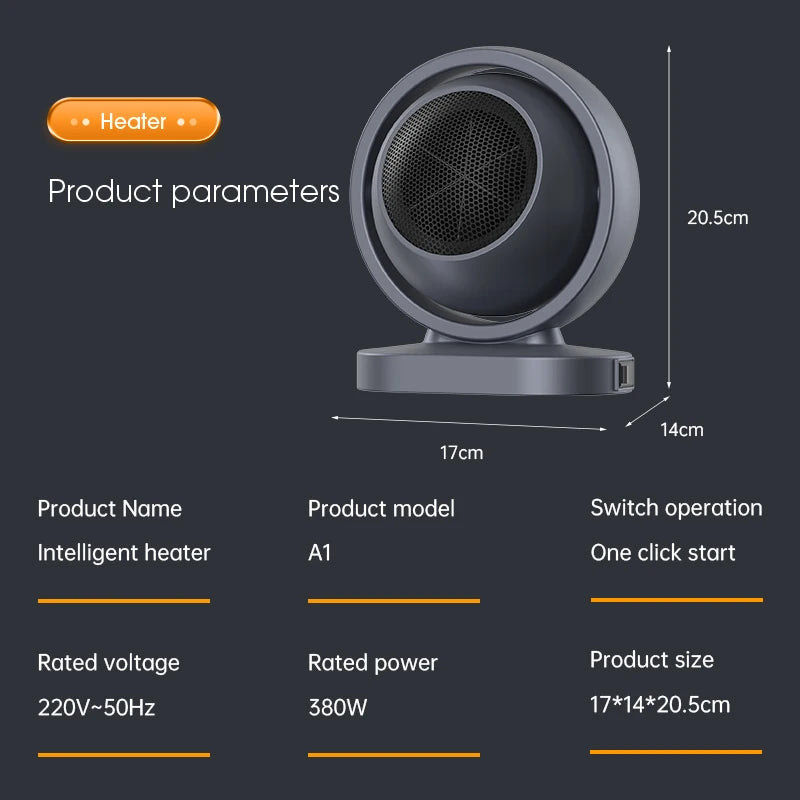 سخان كهربائي محمول 380 واط مع مروحة هوائية دافئة لتدفئة المنزل والمكتب في شتاء مريح