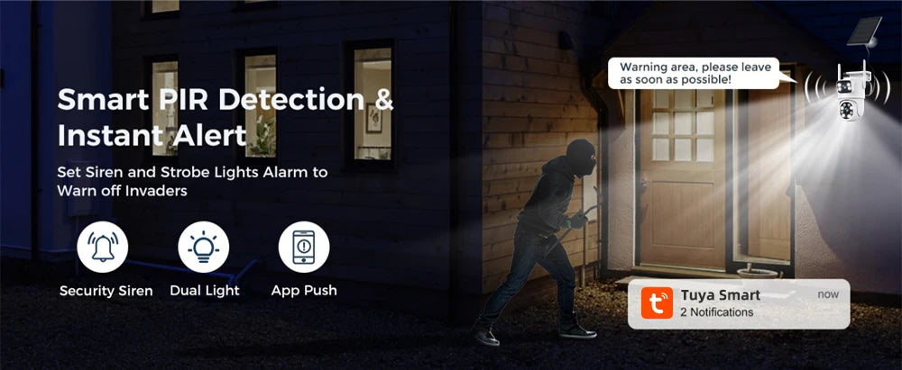 كاميرا مراقبة خارجية مزدوجة العدسة تعمل بالطاقة الشمسية بدقة 4MP مع تتبع حركة الجسم وأنظمة WiFi عالية الدقة