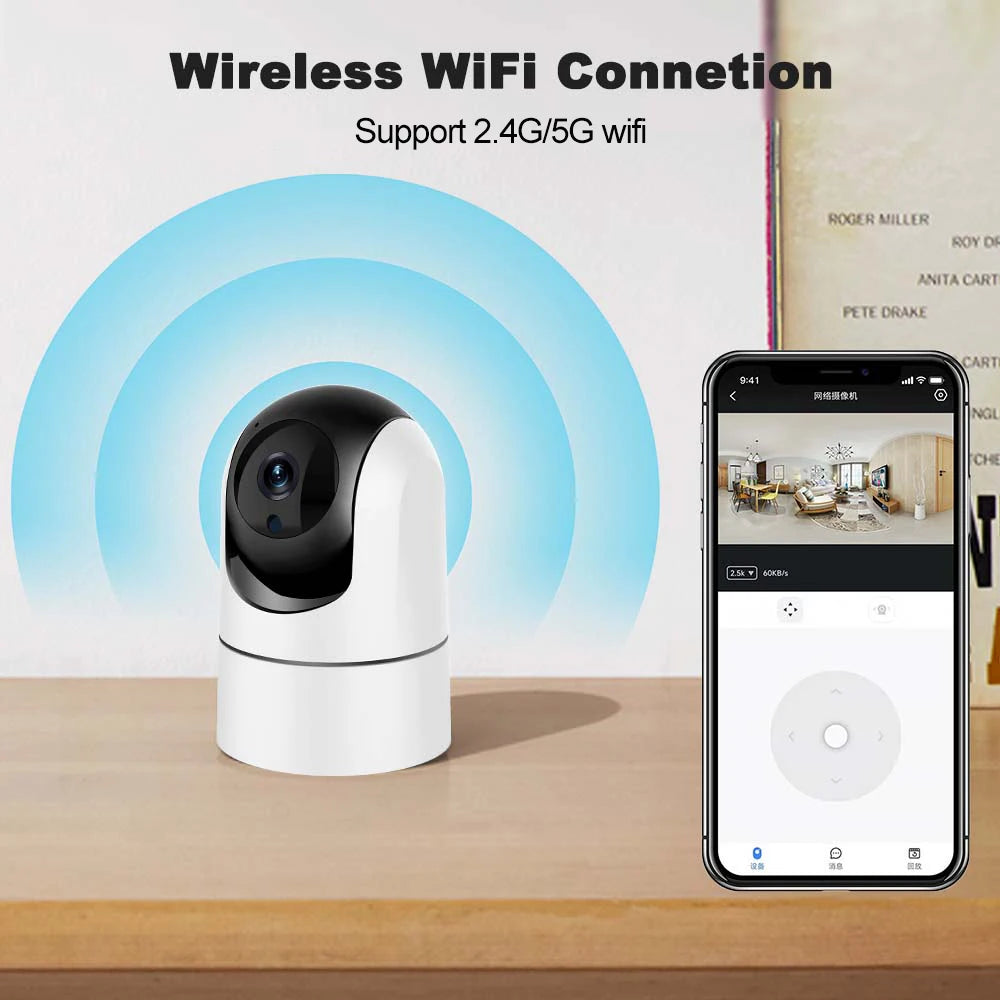 كاميرا مراقبة الأطفال الذكية Tuya WiFi بدقة 5MP مع تتبع تلقائي وحماية أمنية داخلية، تتوافق مع Alexa وGoogle Home