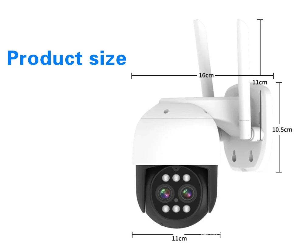كاميرا مراقبة أمنية واي فاي بدقة 4K و8 ميجابكسل بعدستين مزدوجتين مع تتبع تلقائي ورؤية ليلية ملونة وزوم 10X
