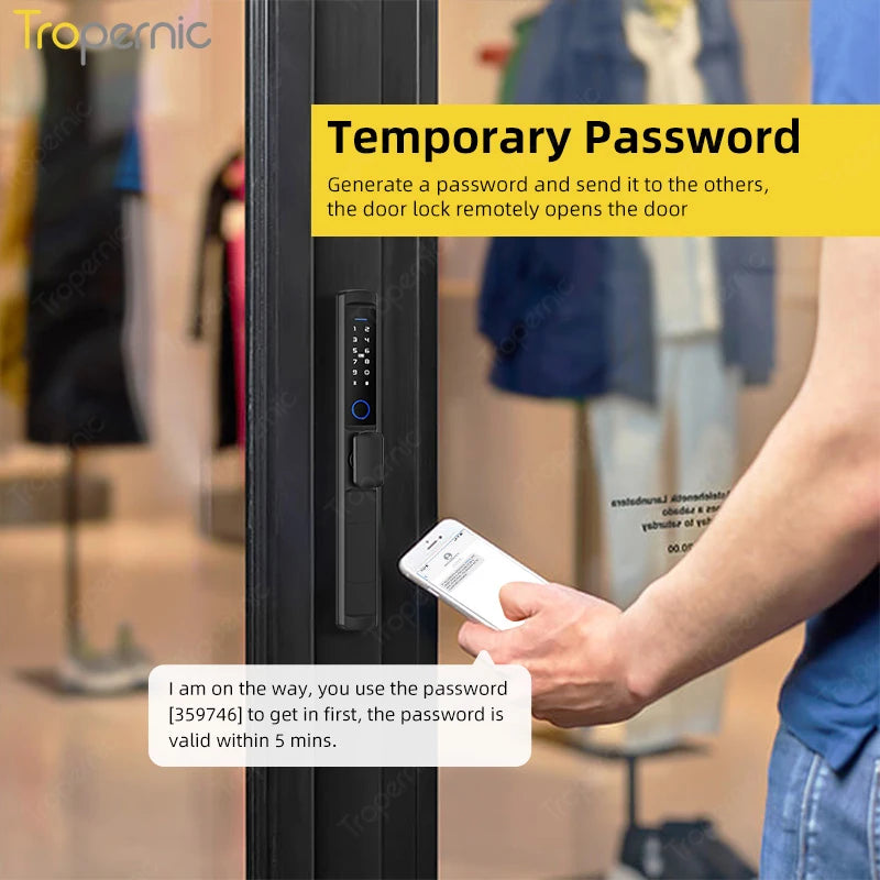 قفل باب ذكي مضاد للماء بتقنية Zigbee من Tuya مع بصمة إصبع وبطاقة RFID وقفل برمجي للأبواب الزجاجية والألومنيوم