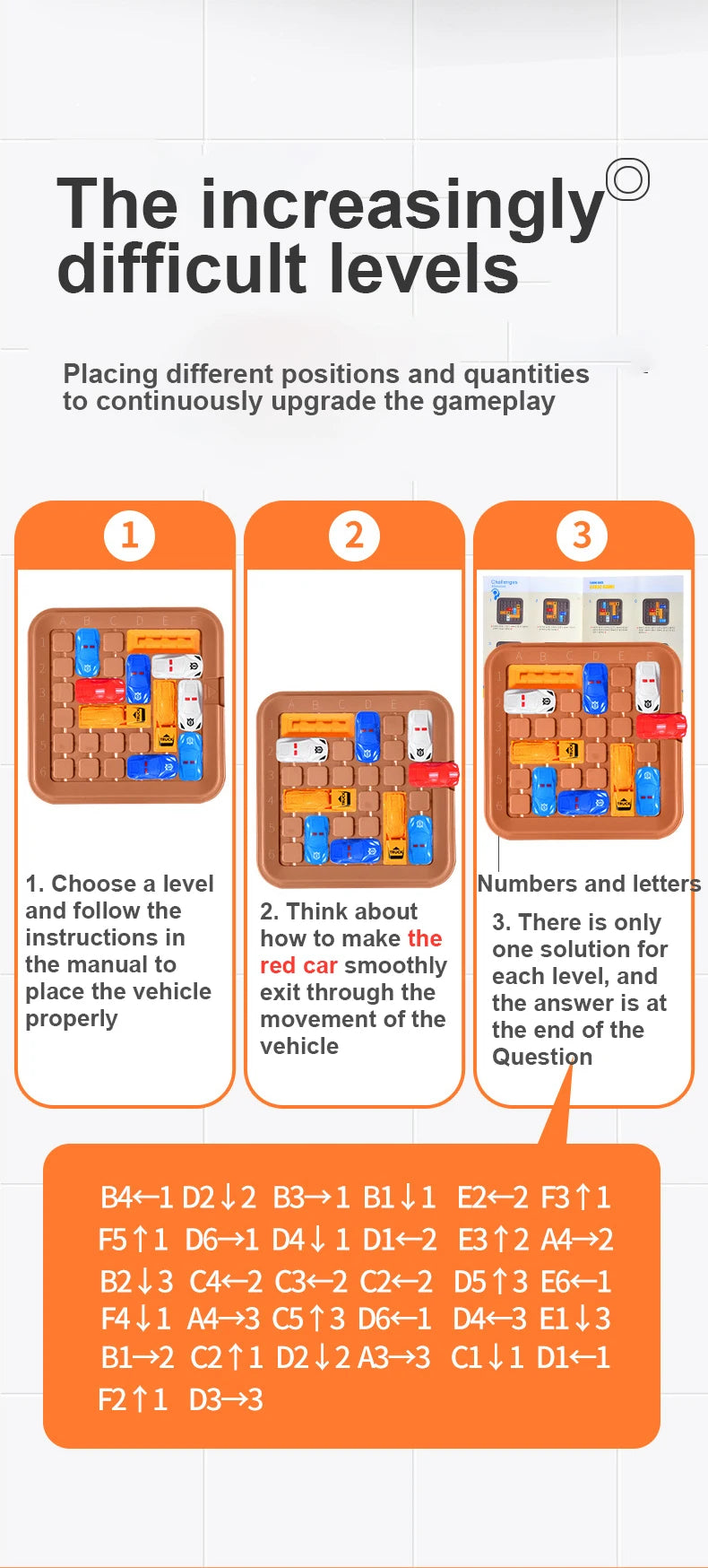 لعبة متاهة السيارات لإزالة السيارة الحمراء - ألعاب تعليمية للأطفال، لعبة ألواح لتنمية التفكير المنطقي والذكاء للأطفال
