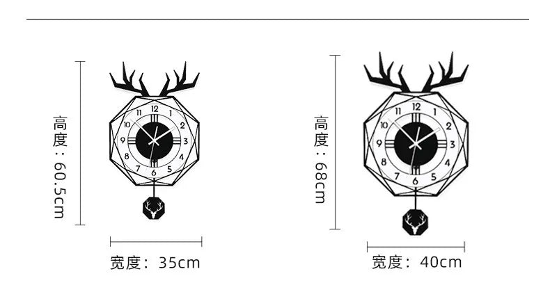 ساعة حائط بتصميم رأس غزال للديكور الفاخر لغرفة المعيشة - ساعة حائط نوردية للبيع بالجملة لغرف المعيشة والنوم