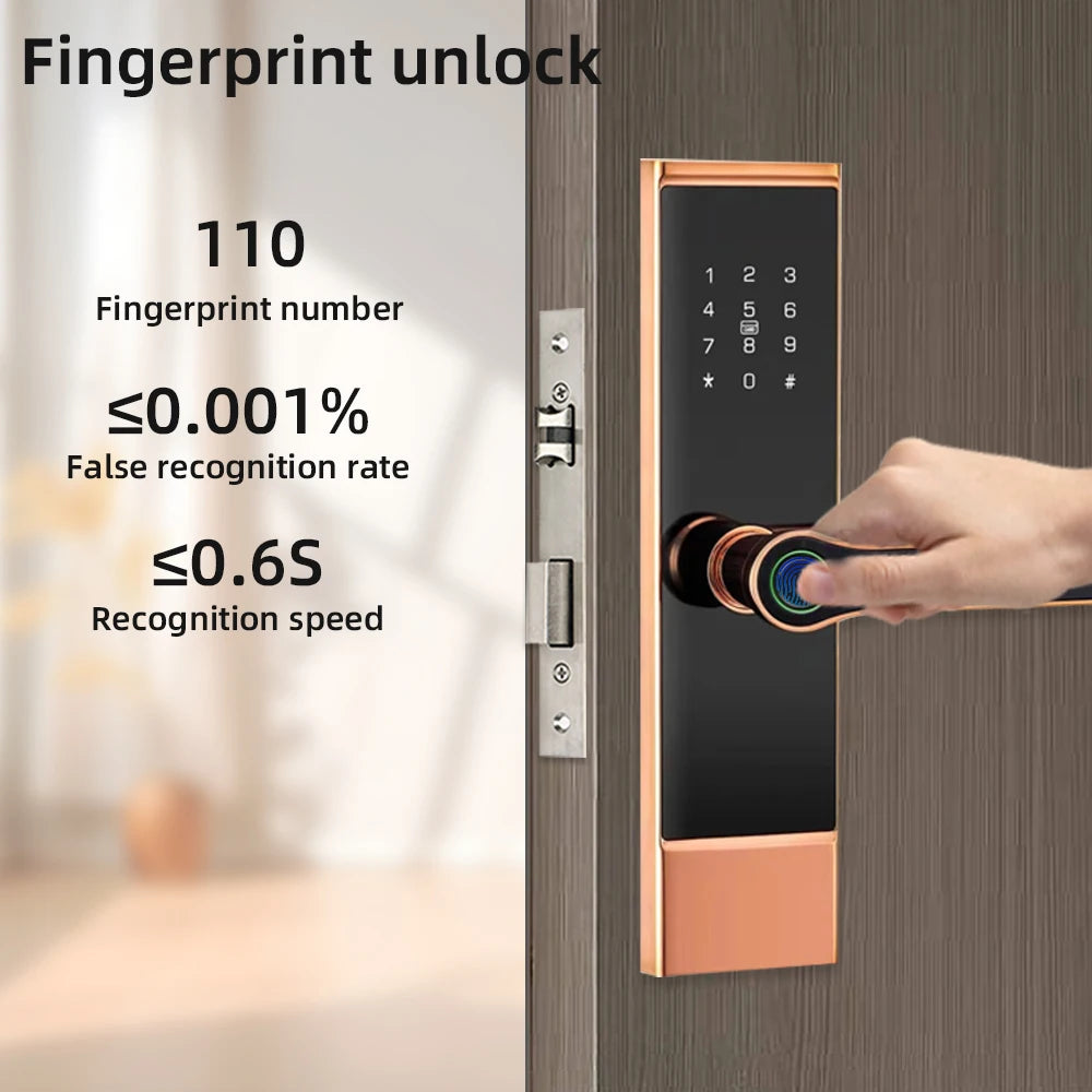 قفل باب رقمي مع بصمة الأصبع RAYKUBE P10 TT - قفل إلكتروني مع كلمة مرور/فتح عبر التطبيق، شحن مجاني من الإمارات إلى السعودية/الإمارات/البحرين/عمان