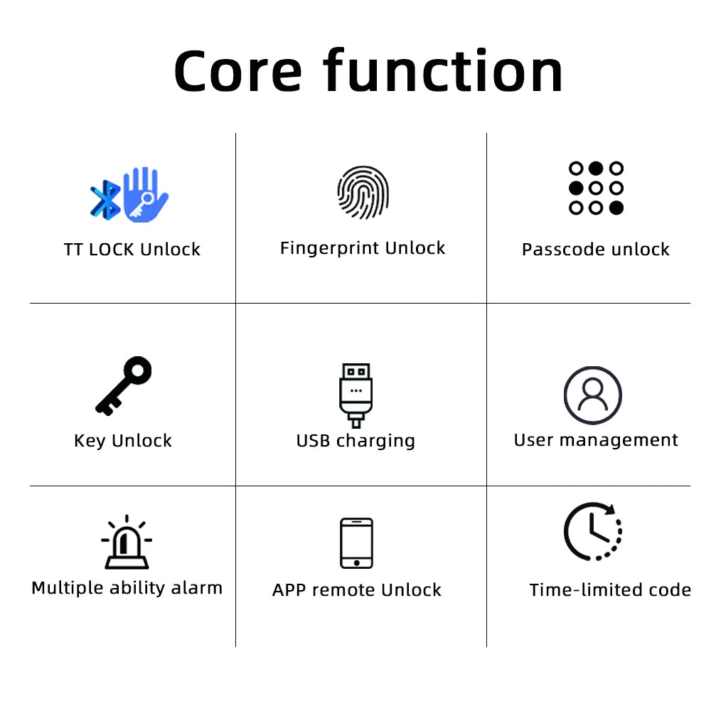 قفل باب إلكتروني RAYKUBE M5 TT Lock مع بصمة الأصبع وكلمة المرور وفتح القفل عبر تطبيق TT Lock لنمط المرور لغرفة النوم