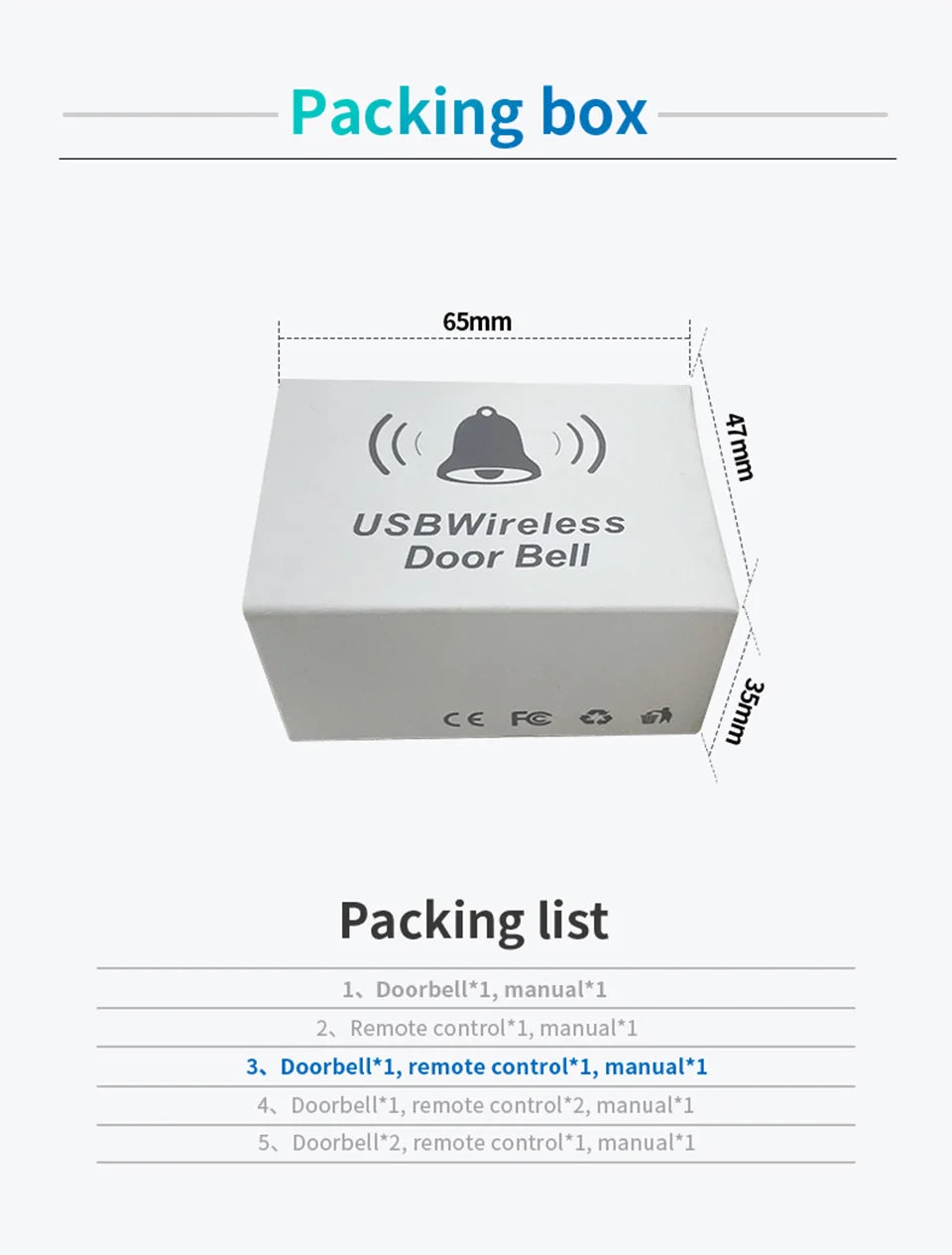 جرس باب لاسلكي DC 5V RF433 MHz مع تحكم عن بعد، 30 نغمة متاحة، تعديل حجم الصوت، مثالي للاستخدام في المنزل أو في الهواء الطلق، جرس USB لرعاية السرير واستدعاء المساعدة