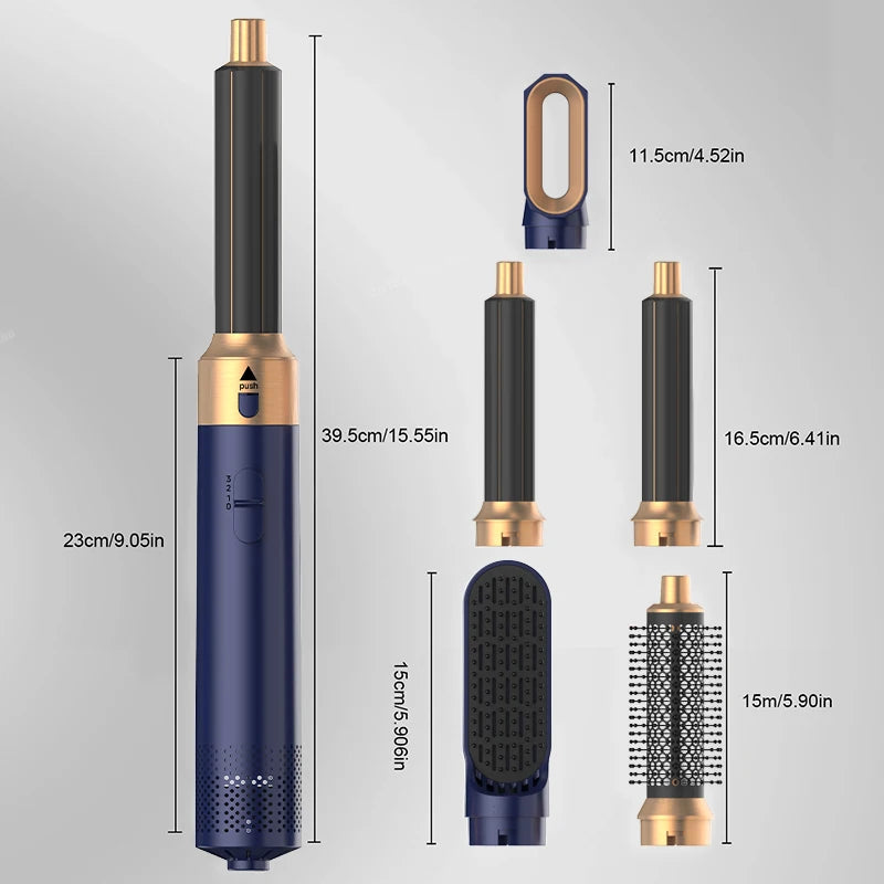 مجموعة مجفف شعر 5 في 1 مع مشط ساخن و مكواة تجعيد شعر احترافية وأداة فرد الشعر مثالية لمجفف الشعر دايسون اير راب