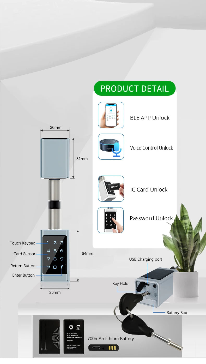 قفل ذكي إلكتروني مقاوم للماء IP65 مع تحكم عن بُعد عبر تطبيق Tuya، مناسب للأبواب الأوروبية، يتضمن كلمات مرور وبطاقة RFID، مثالي للإيجارات عبر Airbnb