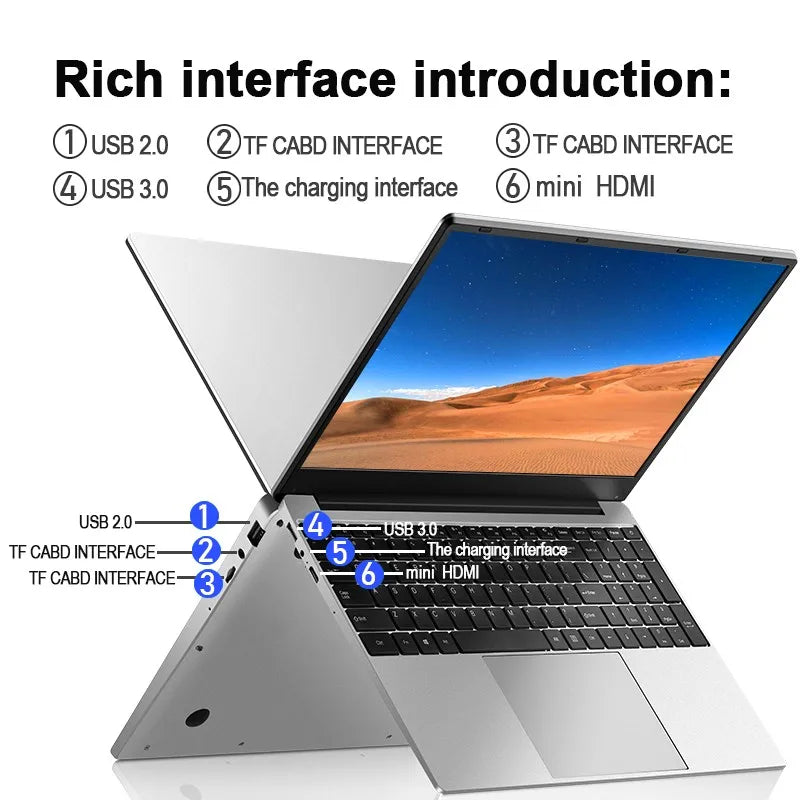 لابتوب ألعاب بسعر منخفض 15.6 بوصة دقة 1920x1080 مع معالج Intel I7 4500u رباعي النواة، 16 جيجابايت RAM، خيارات تخزين SSD 128GB 256GB 512GB، نظام تشغيل ويندوز 10