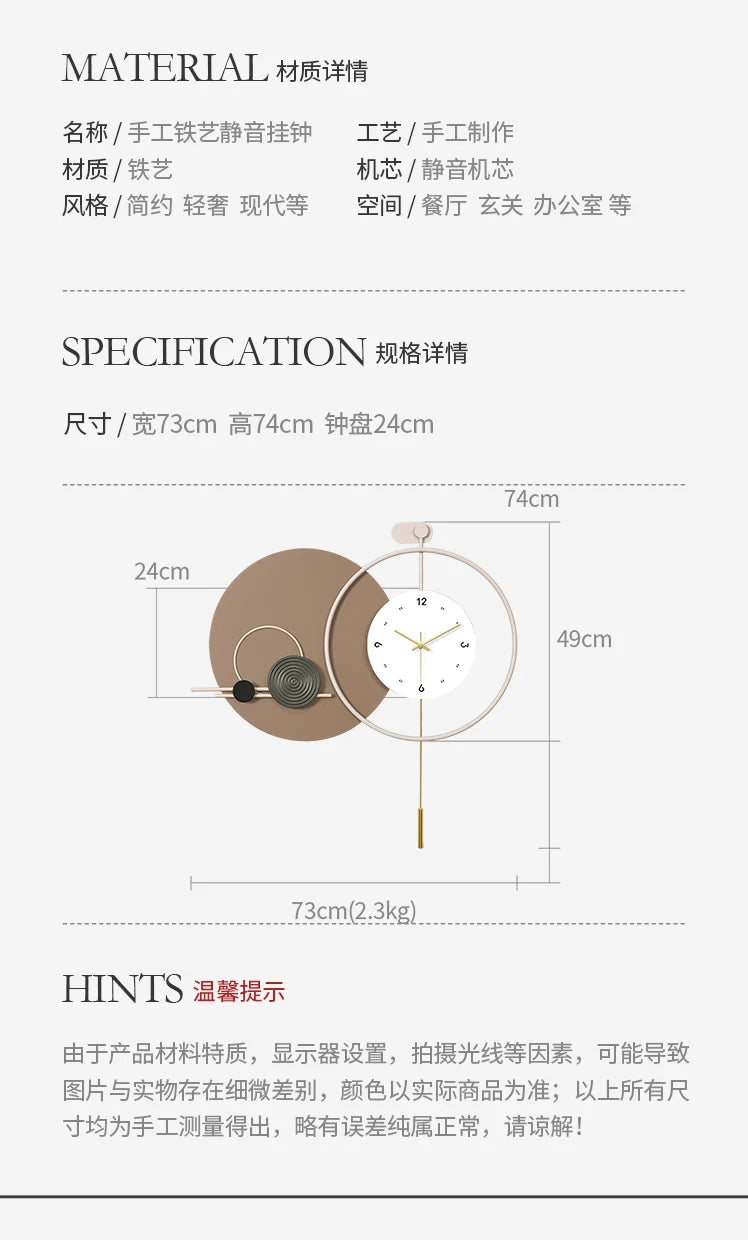 ساعة حائط زخرفية للغرفة المعيشية، ساعة حائط فاخرة بتصميم عصري للديكور الداخلي