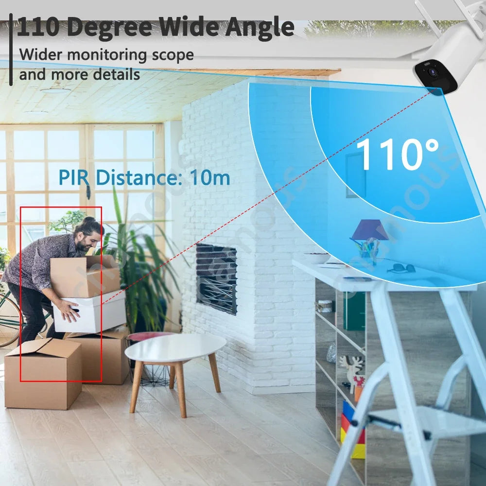 كاميرا أمان بولت بدقة 3 ميجابكسل مع لوحة شمسية وكاميرات واي فاي خارجية مع كشف حركة الإنسان وتسجيل فيديو وكاميرا مزودة ببطارية مدمجة