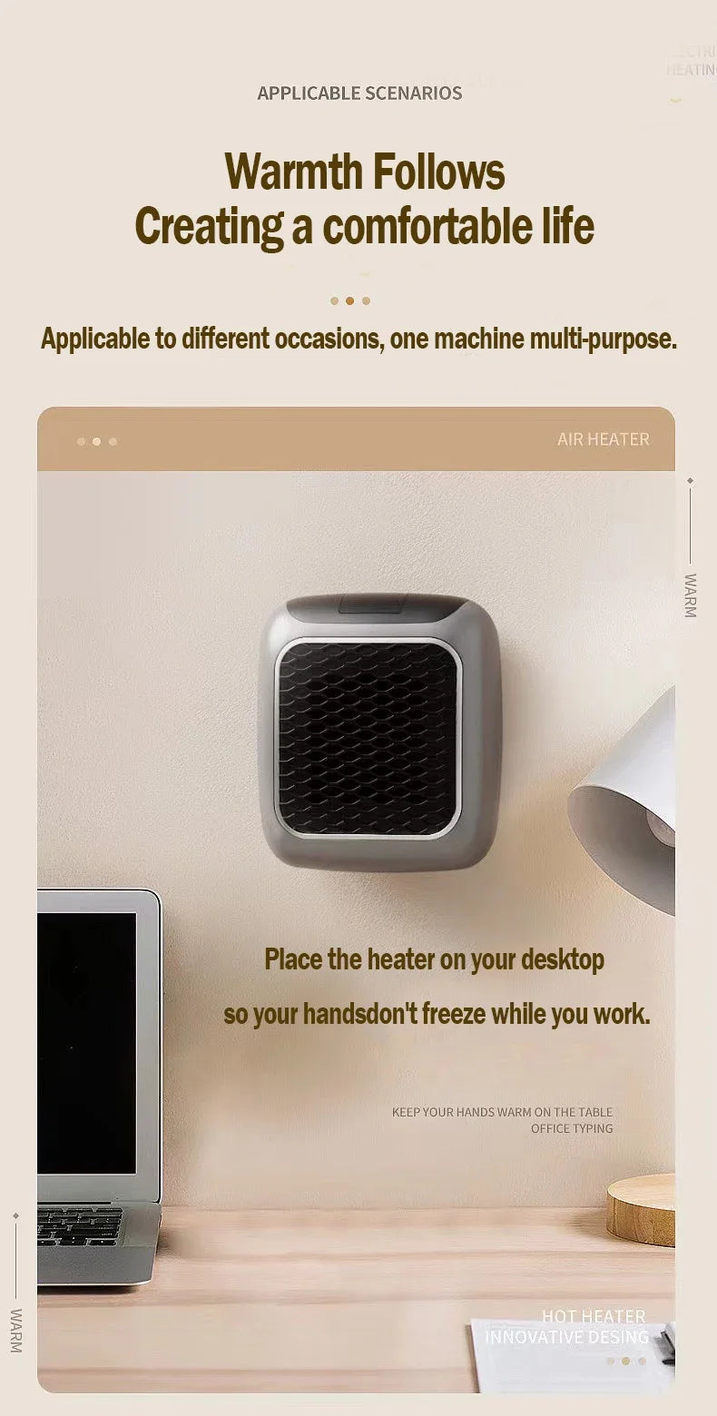 سخان كهربائي محمول صغير بتقنية التحكم عن بعد لتدفئة فعالة ومنخفضة الاستهلاك