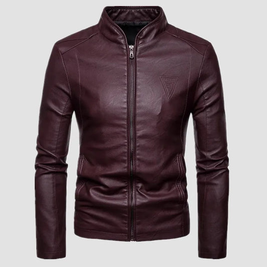 Mens Fashion Leather Jacket Slim Fit Stand Collar PU Jacket Motorcycle Zipper Jackets Men Autumn and Winter Streetwear