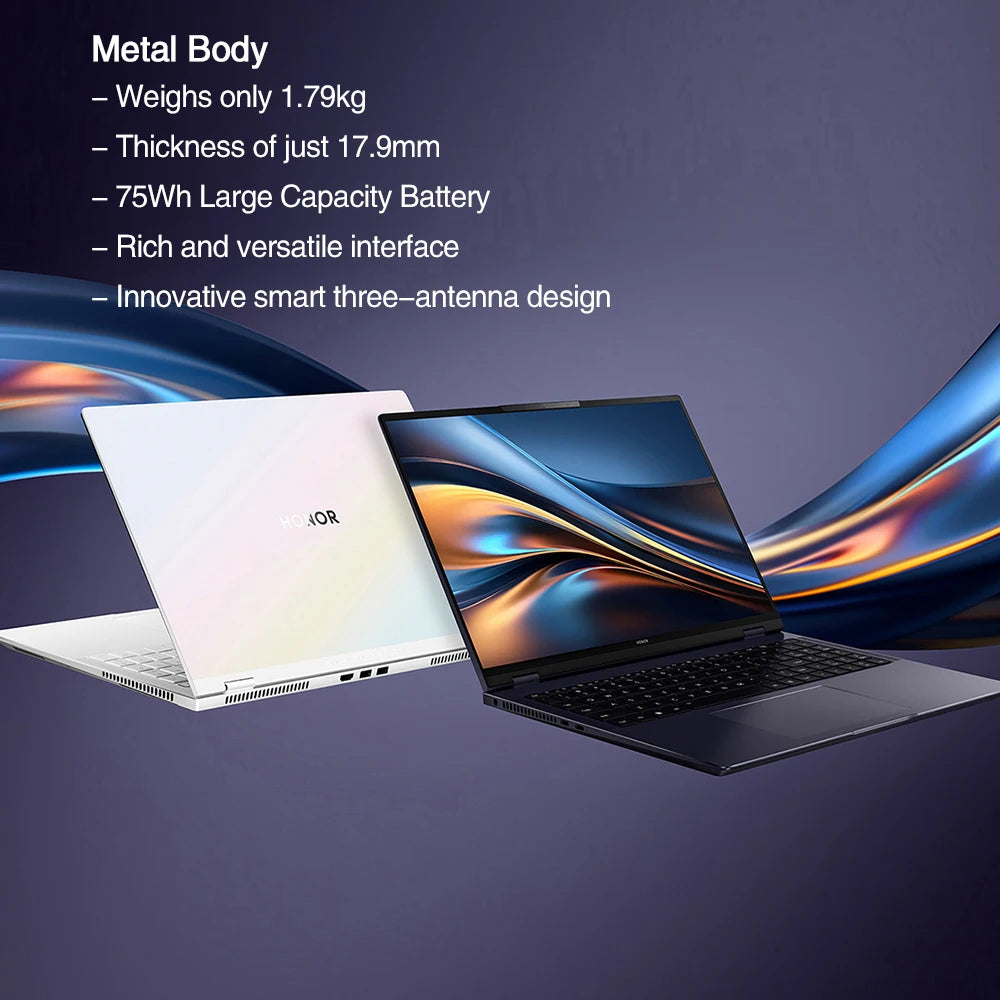 لابتوب HONOR MagicBook Pro 16 2024 بمعالج إنتل Ultra 5 125H مع رسومات Arc، سعة 16/24 جيجابايت، 1 تيرابايت، شاشة بحجم 16 بوصة بدقة 3K وتردد 165 هرتز