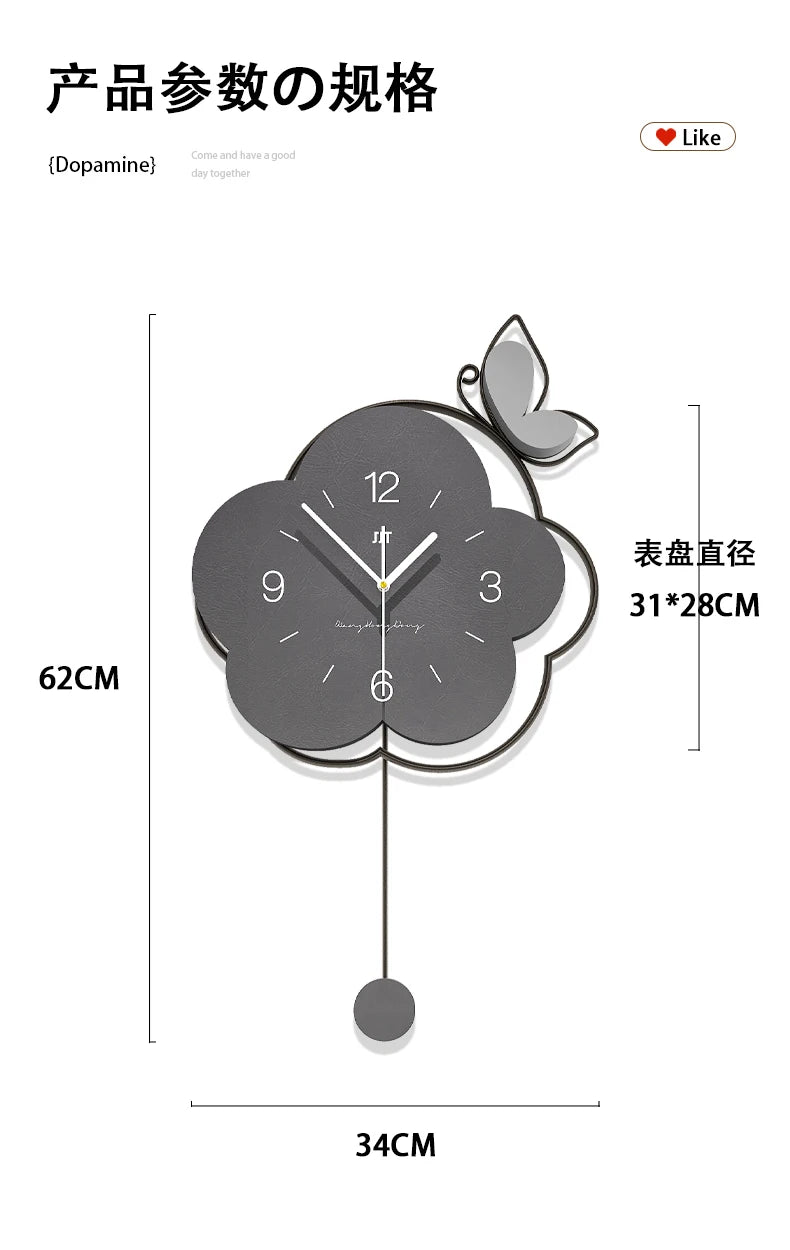 ساعة حائط بسيطة لغرفة المعيشة بتصميم حديث مع بندول بتصميم زينومورف - ديكور حائط نوردك