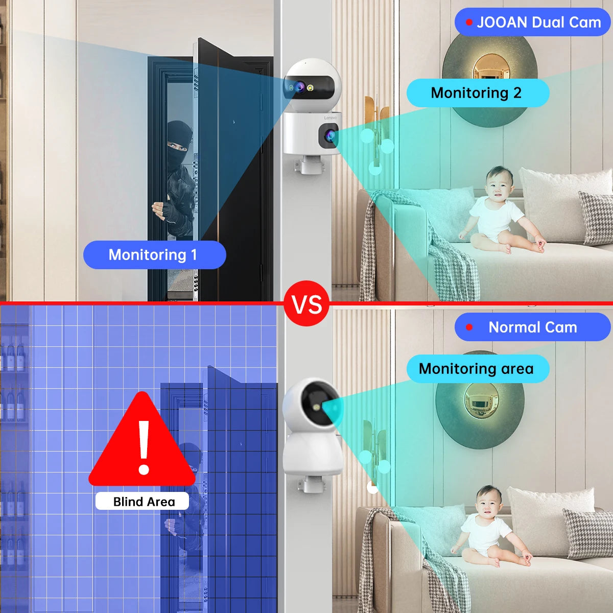 كاميرا لينوفو الذكية بدقة 4K مزدوجة الشاشة مع تتبع تلقائي وواي فاي ووسيلة اتصال ثنائية الاتجاه