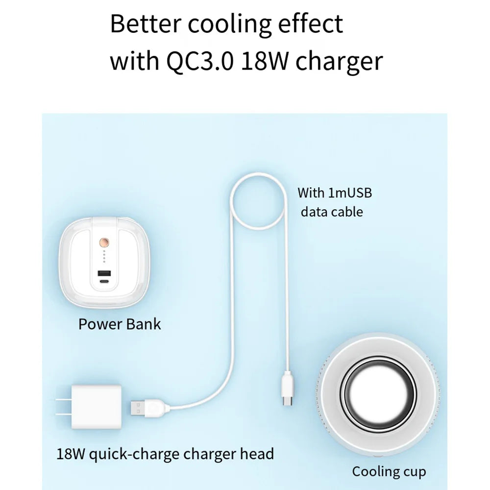 كوب تبريد كهربائي محمول سريع التبريد بتقنية USB للأطعمة والمشروبات - الثلاجة الصغيرة للسيارة والمنزل