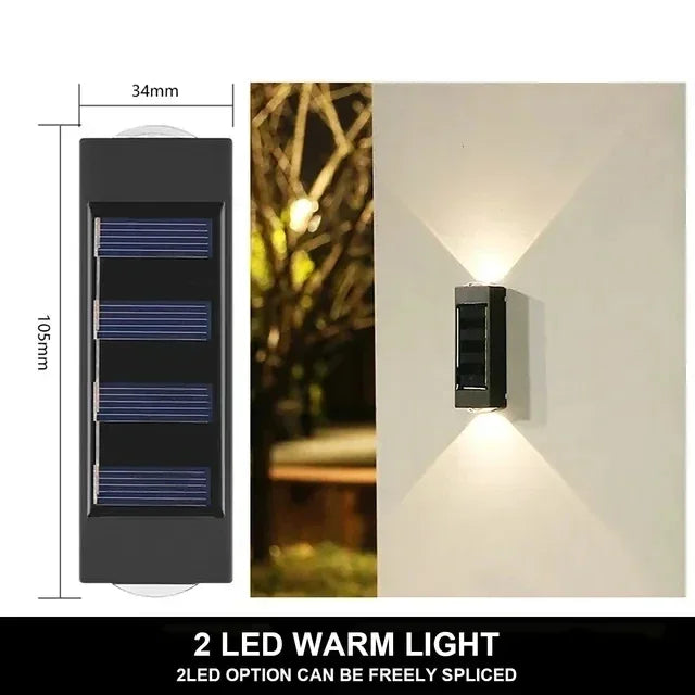 مصباح حائط خارجي شمسي 12 LED مقاوم للماء لمسة ديكورية في الحديقة